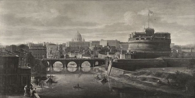 Gaspar Van Wittel,Le château Saint-Ange et le pont vers Saint-Pierre ( ?, avant 1736, date indéterminée)